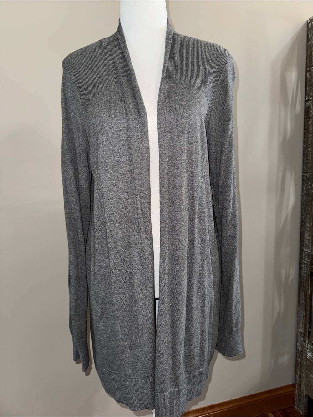 LOFT Gray Open-Front Long Cardigan - Large